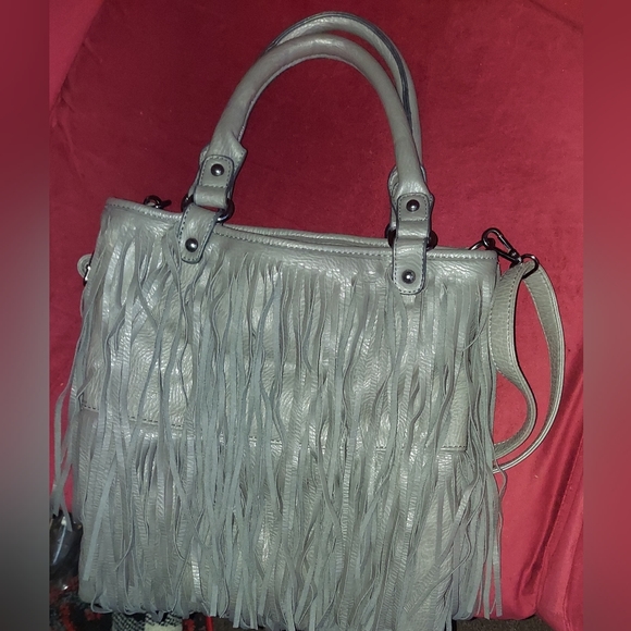 FRINGE BAG, GREY, BEAUTIFUL BAG, BY BAM FOREVER, CROSSBODY/TOP HANDLE, - Picture 5 of 10